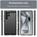 Samsung Galaxy S25 Ultra Skal Borstad Kolfibertextur Svart