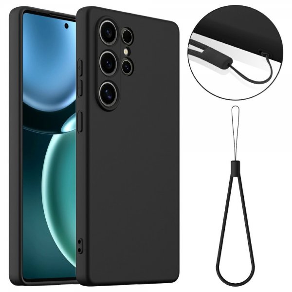 Samsung Galaxy S25 Ultra Skal med Strap Silikon MagSafe Svart