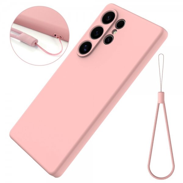Samsung Galaxy S25 Ultra Skal med Strap Silikon Rosa
