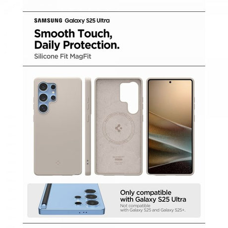 Spigen Samsung Galaxy S25 Ultra Skal Silicone Fit MagFit Natural Titanium