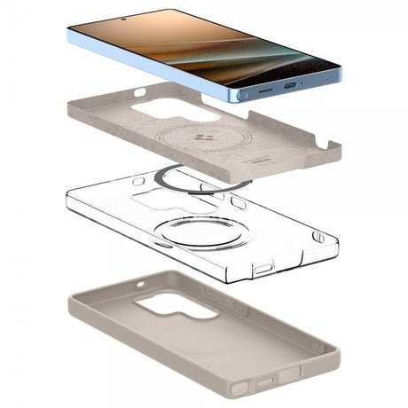 Spigen Samsung Galaxy S25 Ultra Skal Silicone Fit MagFit Natural Titanium