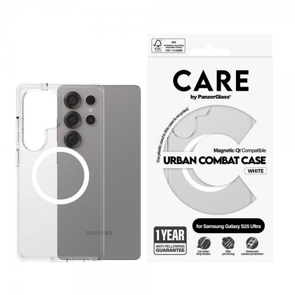 CARE by PanzerGlass Samsung Galaxy S25 Ultra Skal Urban Combat MagSafe Vit