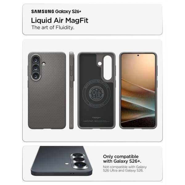 Spigen Samsung Galaxy S26 Plus Skal Liquid Air MagFit Marble Gray