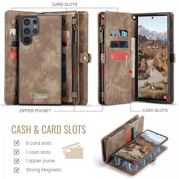CaseMe Samsung Galaxy S26 Ultra Fodral 008 Series Löstagbart Skal Brun