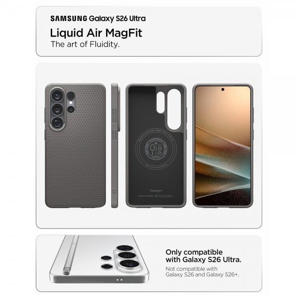 Spigen Samsung Galaxy S26 Ultra Skal Liquid Air MagFit Marble Gray