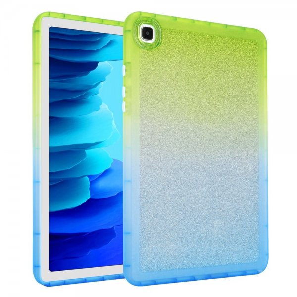 Samsung Galaxy Tab A7 Skal Glitter Gradient Grön Blå