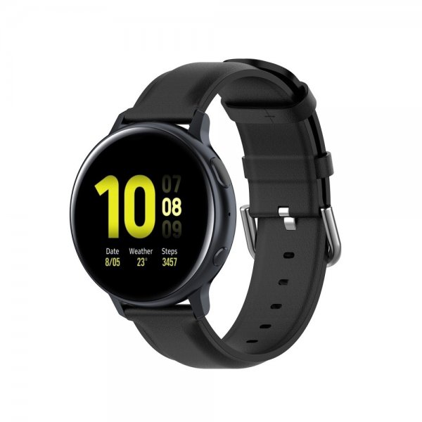 Samsung Galaxy Watch 20mm Armband Äkta Läder Svart