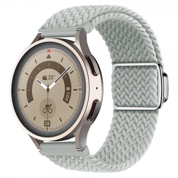 Samsung Galaxy Watch 20mm Armband Flätad Nylon Ljusgrå