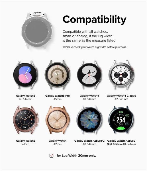 Ringke Samsung Galaxy Watch 20mm Armband Rubber One Bold Band Gray Sand