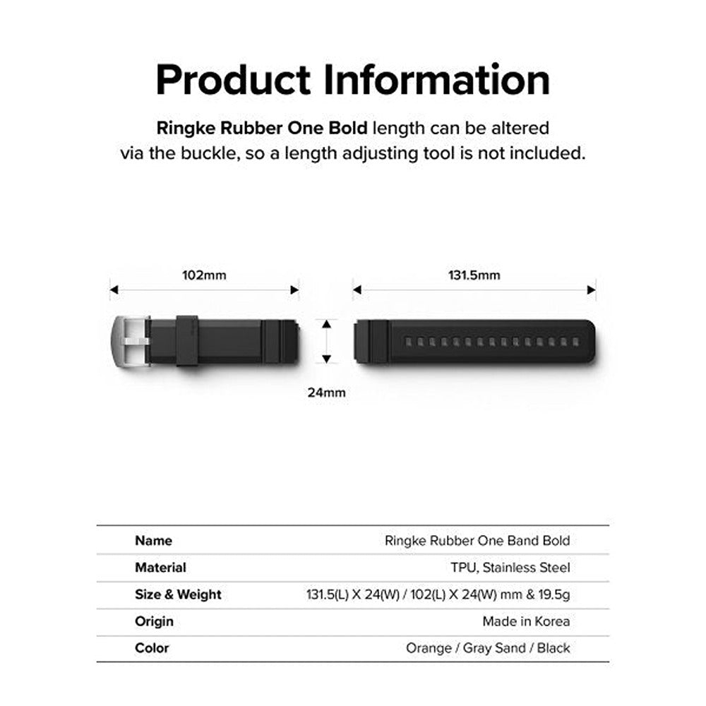 Ringke Samsung Galaxy Watch 20mm Armband Rubber One Bold Band Svart