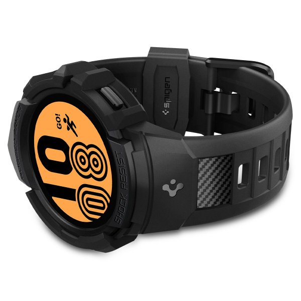 Spigen Samsung Galaxy Watch 4/5 44mm Skal och Armband Rugged Armor Pro Svart