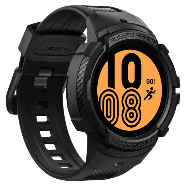 Spigen Samsung Galaxy Watch 4/5 44mm Skal och Armband Rugged Armor Pro Svart