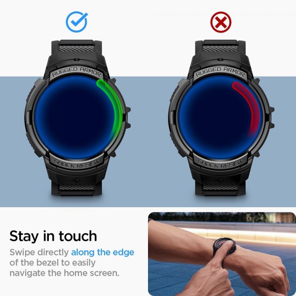 Spigen Samsung Galaxy Watch 6 44mm Skal och Armband Rugged Armor Pro Svart