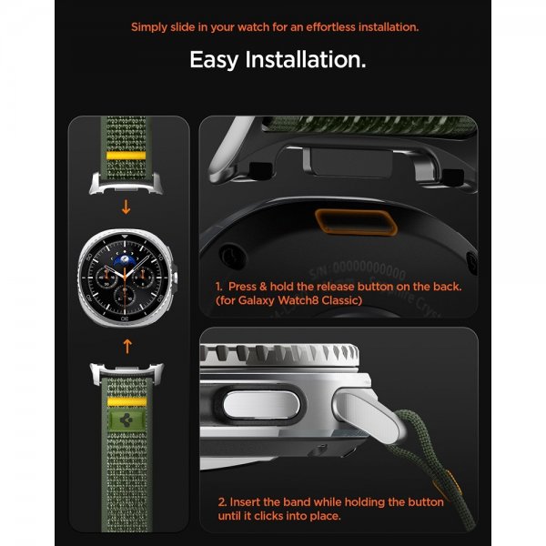 Spigen Samsung Galaxy Watch 8 40/44mm/Classic 46mm Armband Athlex Air Active Green