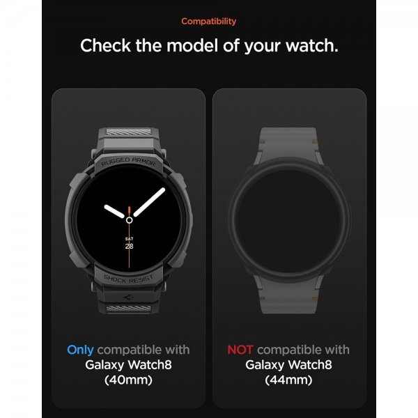 Spigen Samsung Galaxy Watch 8 40mm Armband och Skal Rugged Armor Pro Matte Black