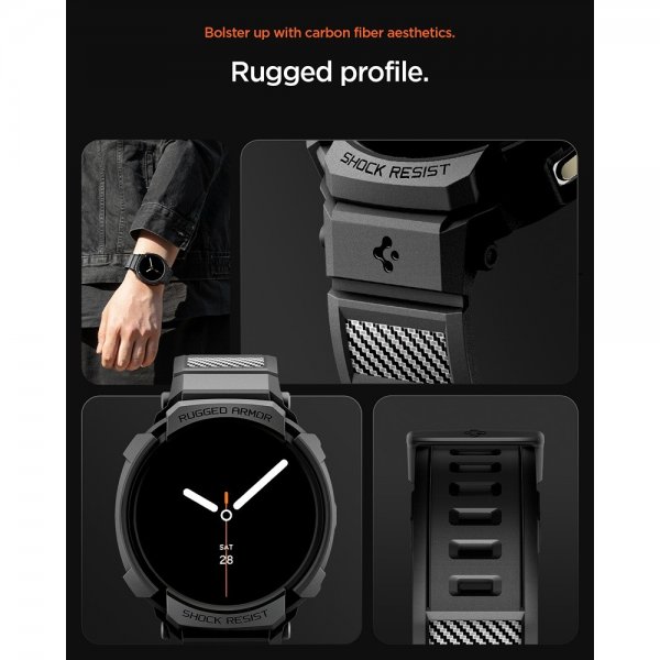 Spigen Samsung Galaxy Watch 8 40mm Armband och Skal Rugged Armor Pro Matte Black