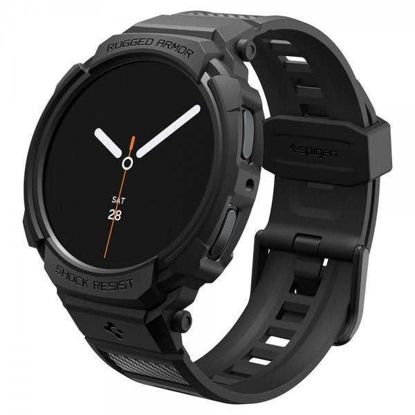 Spigen Samsung Galaxy Watch 8 44mm Armband och Skal Rugged Armor Pro Matte Black