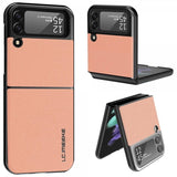Lc.Imeeke Samsung Galaxy Z Flip 4 Skal Lädertextur Rosa