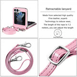 Samsung Galaxy Z Flip 5 Skal med Axelband Kortfack Rosa