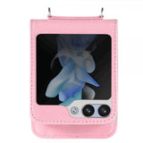 Samsung Galaxy Z Flip 5 Skal med Axelband Kortfack Rosa