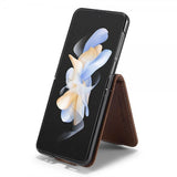 Lc.Imeeke Samsung Galaxy Z Flip 6/Flip 7 FE Fodral med Kortfack Flip Mörkbrun