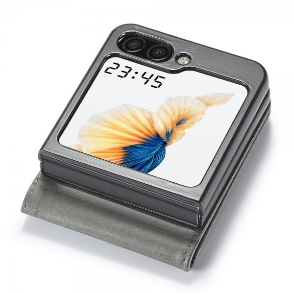 Lc.Imeeke Samsung Galaxy Z Flip 6/Flip 7 FE Fodral med Kortfack Stativfunktion Grå