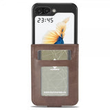 Lc.Imeeke Samsung Galaxy Z Flip 6/Flip 7 FE Fodral med Kortfack Stativfunktion Mörkbrun