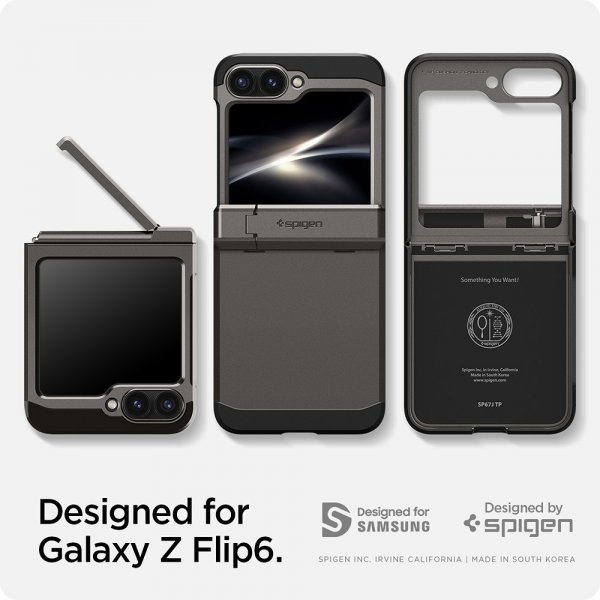Spigen Samsung Galaxy Z Flip 6/Galaxy Z Flip 7 FE Skal Tough Armor Pro Gunmetal