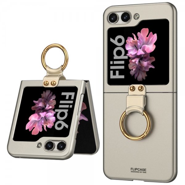 GKK Samsung Galaxy Z Flip 6/Flip 7 FE Skal Finger Ring Grå