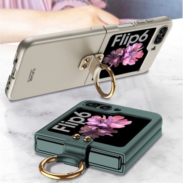 GKK Samsung Galaxy Z Flip 6/Flip 7 FE Skal Finger Ring Grå