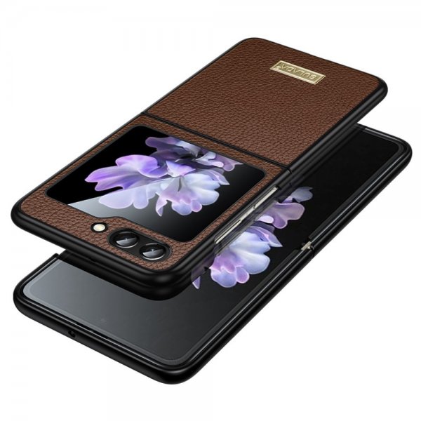 Sulada Samsung Galaxy Z Flip 6/Flip 7 FE Skal Litchitextur Brun