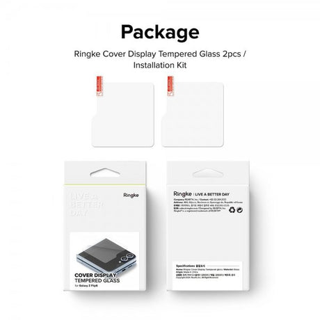 Ringke Samsung Galaxy Z Flip 6/Flip 7 FE Skärmskydd Cover Display Protector Glass 2-pack