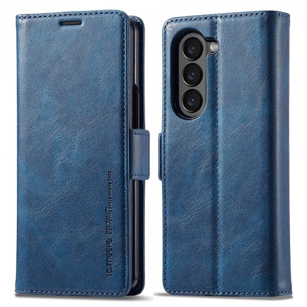 Lc.Imeeke Samsung Galaxy Z Fold 5 Fodral med Kortfack Flip Blå