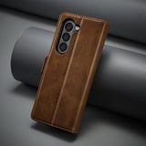 Lc.Imeeke Samsung Galaxy Z Fold 5 Fodral med Kortfack Flip Brun