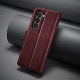 Lc.Imeeke Samsung Galaxy Z Fold 5 Fodral med Kortfack Flip Röd