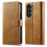 Lc.Imeeke Samsung Galaxy Z Fold 5 Fodral med Kortfack Ljusbrun