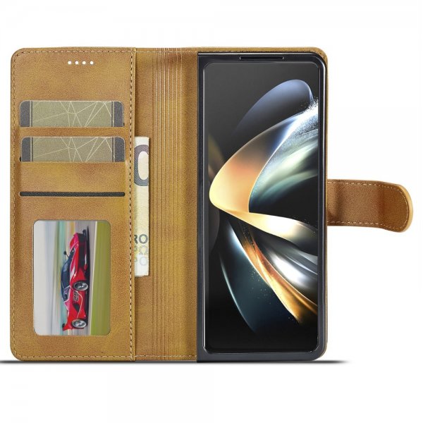 Lc.Imeeke Samsung Galaxy Z Fold 5 Fodral med Kortfack Ljusbrun