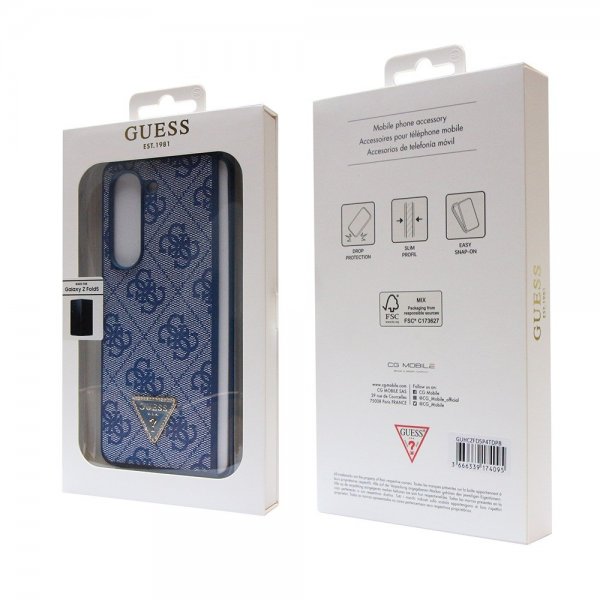 Guess Samsung Galaxy Z Fold 5 Skal 4G Metal Triangle Strass Blå