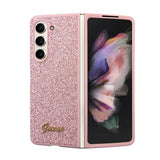 Guess Samsung Galaxy Z Fold 5 Skal Glitter Flakes Metal Logo Rosa