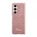 Guess Samsung Galaxy Z Fold 5 Skal Glitter Flakes Metal Logo Rosa
