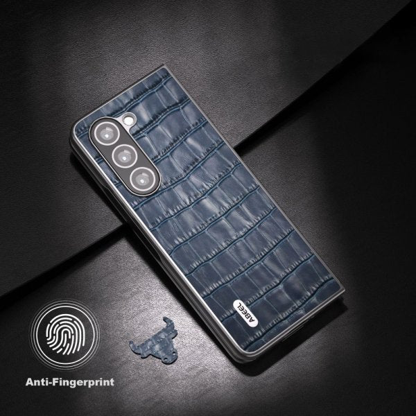 ABEEL Samsung Galaxy Z Fold 5 Skal Krokodiltextur Blå