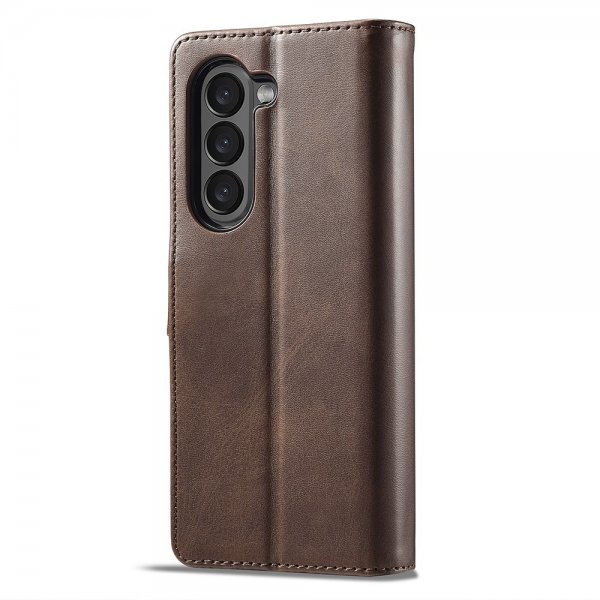 Lc.Imeeke Samsung Galaxy Z Fold 6 Fodral med Kortfack Stativfunktion Mörkbrun