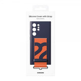 Samsung Original Galaxy S22 Ultra Skal Silicone Cover with Strap Navy