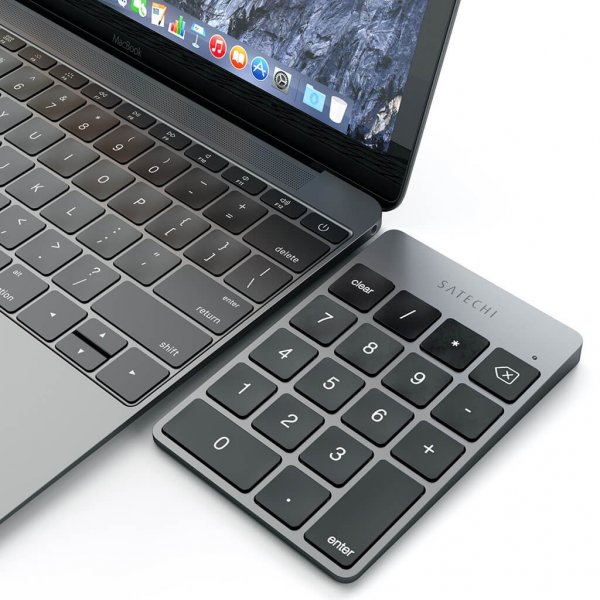 Satechi Slim Wireless Keypad Uppladdningsbar Bluetooth Knappsats Space Gray