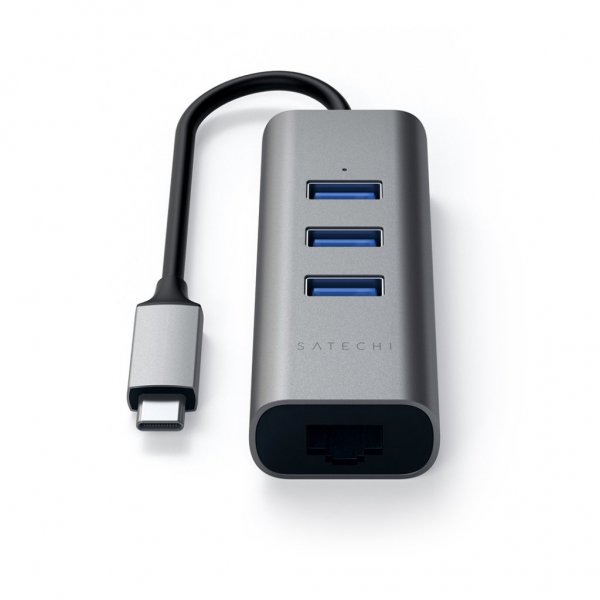 Satechi Type-C 2-in-1 USB Hub Ethernet Space Gray