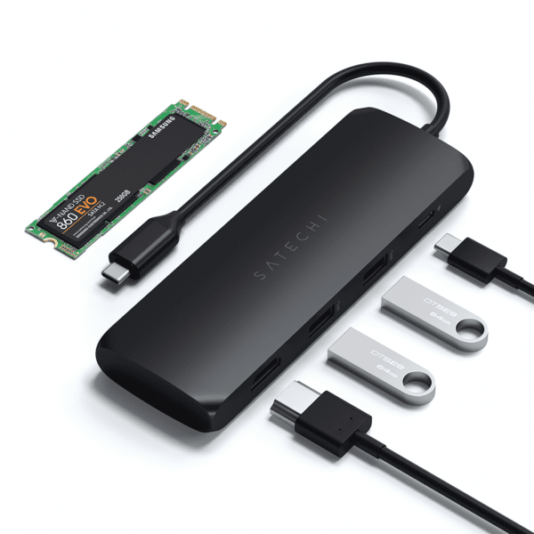 Satechi USB-C HYBRID med inbyggd möjlighet till SSD-lagring Svart