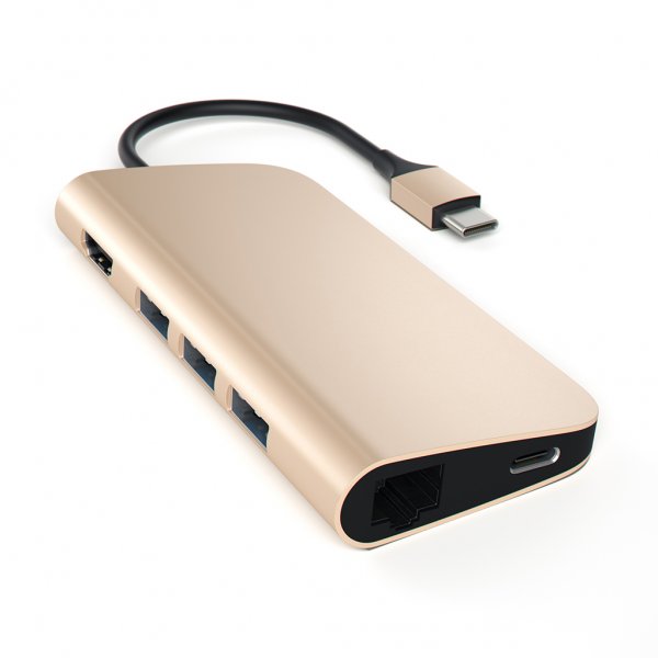 Satechi USB-C Multi-Port Adapter 4K Gigabit Ethernet Guld