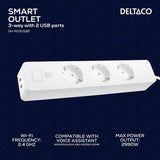 Deltaco Smart Home Smart Grenuttag WiFi 3xCEE 7/3 & 2xUSB-A 1.5m