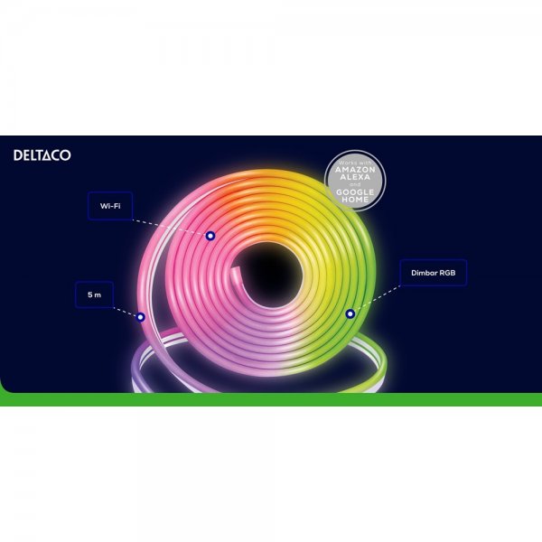 Deltaco Smart Home Smart Neon- och RGB-ljusslinga 5m