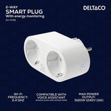 Deltaco Smart Home Smart Plug med dubbla uttag och energiövervakning
